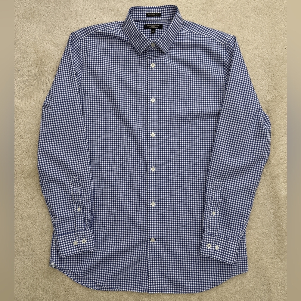 Banana Republic non-iron dress shirt large blue white
